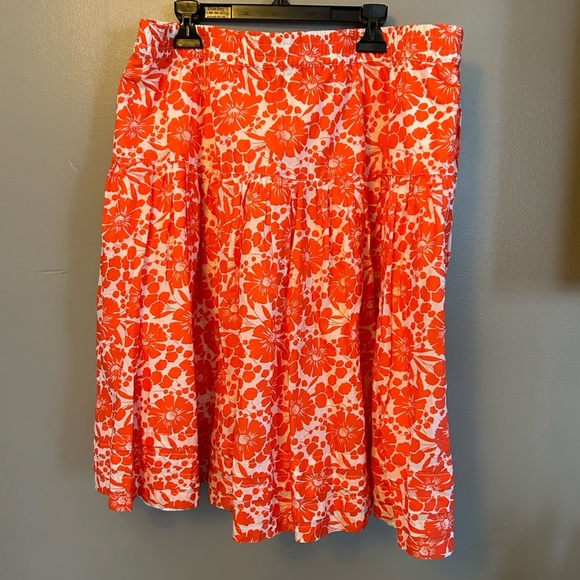 Gap skirt - coral/red & white floral print knee length 100% cotton - Picture 3 of 7